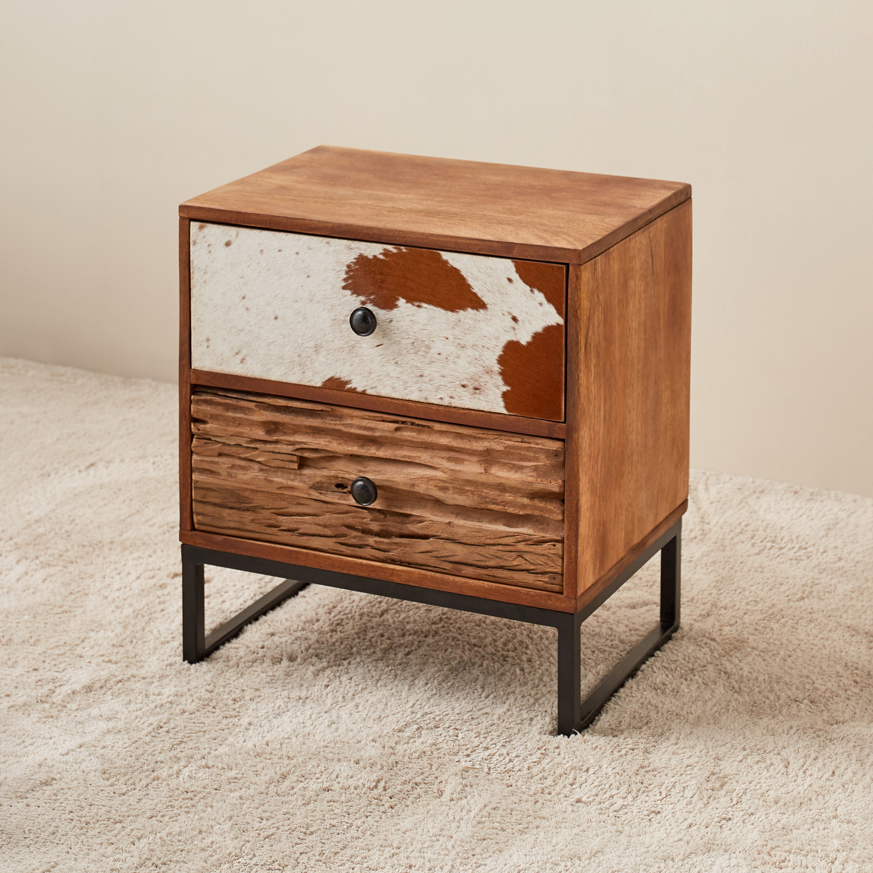 Textured on sale wood nightstand