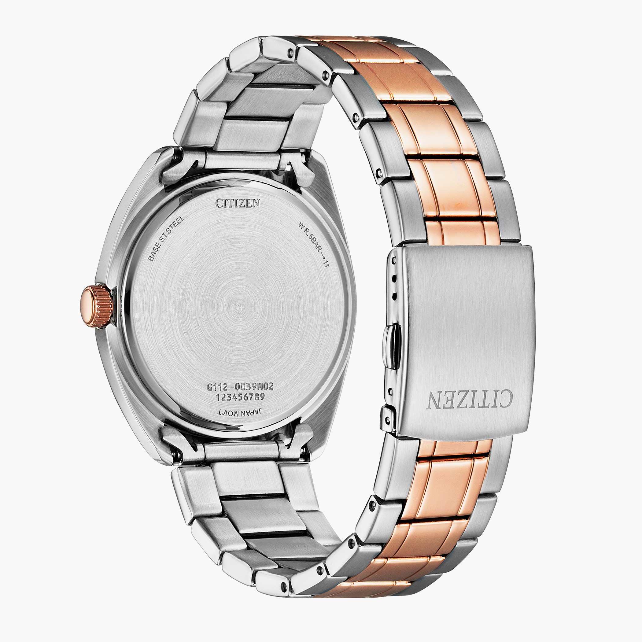 Citizen Quartz Men Black Dial Analog Watch with Silver & Rose Gold Strap - BI5104-57E | 52 MM-men-watchesandjewellery-watches-image-3