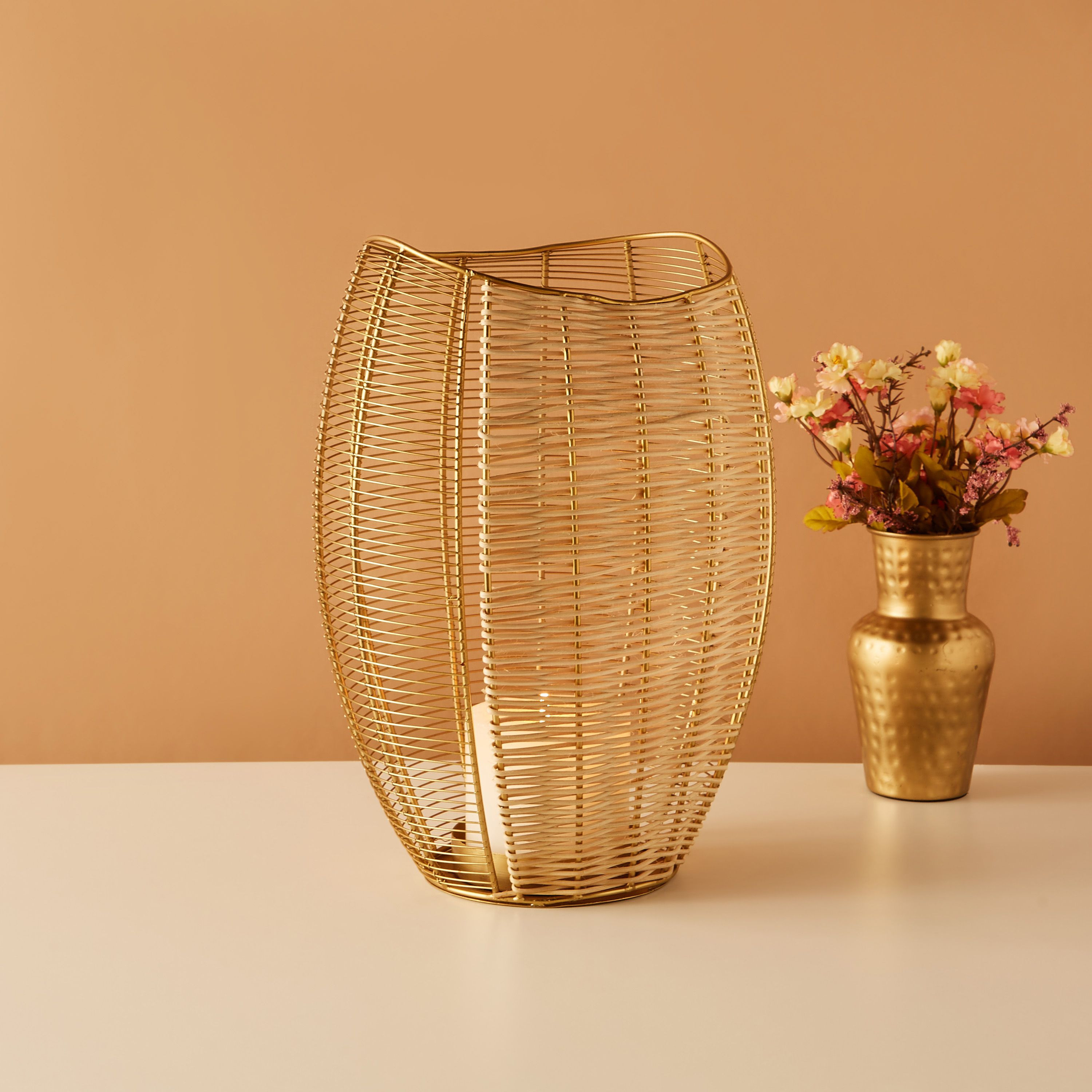 Metallic Pillar Candleholder - 23x18x40 cms-household-decor-candleholdersandlanterns-image-1