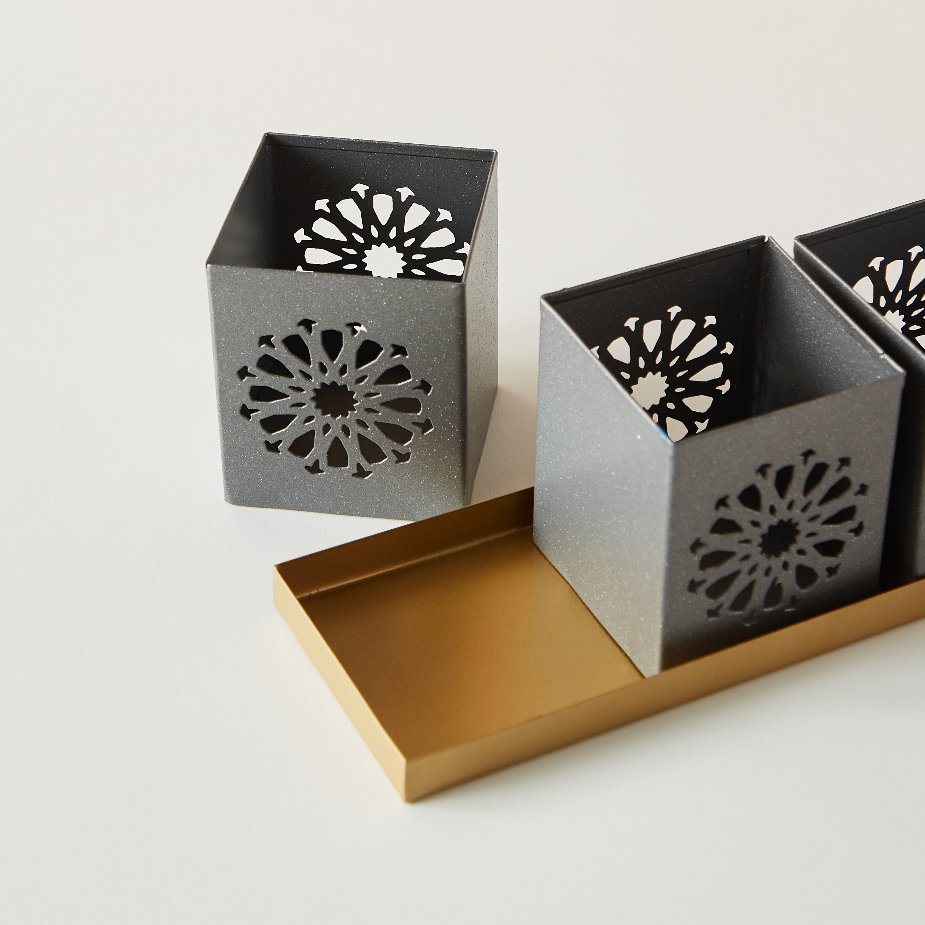 Cutwork 3-Piece Votive Candleholder and Tray Set-household-decor-candleholdersandlanterns-image-4