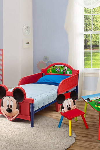 Toddler Bed Disney Mickey Mouse 3D-Footboard Rail Safe for Kid Little Boys  Girls