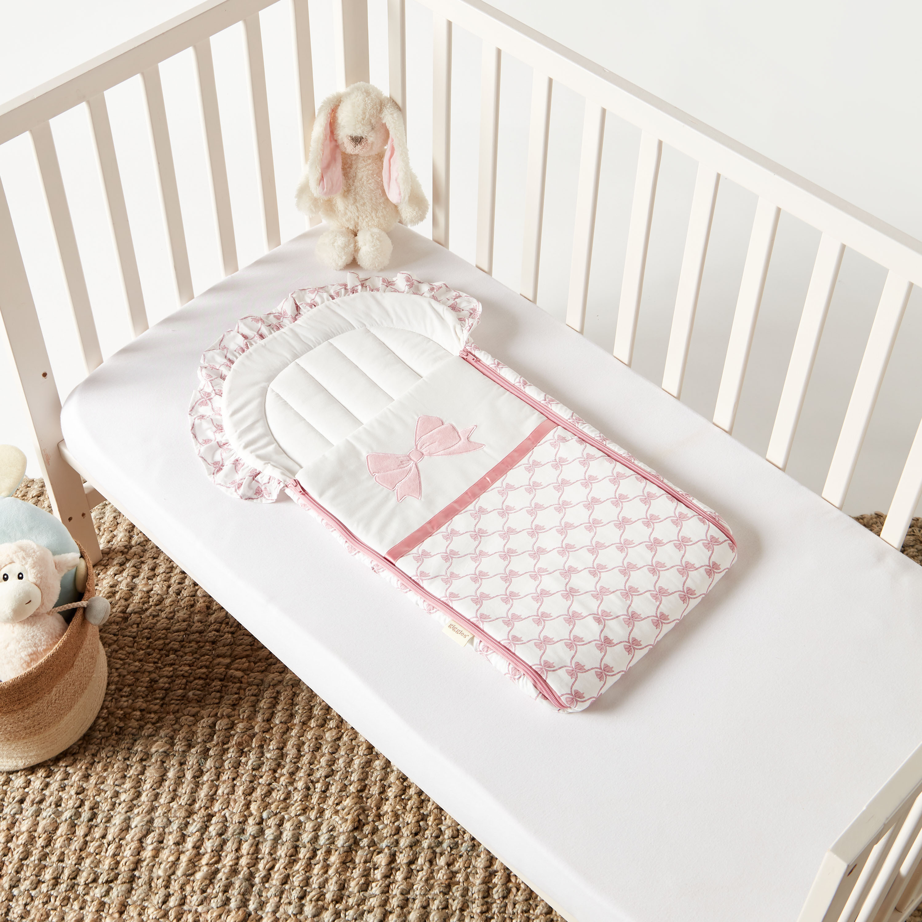 Buy Giggles Bow Applique Nest Bag with Lace Detail and Zip Closure for Babies Online in Bahrain Centrepoint