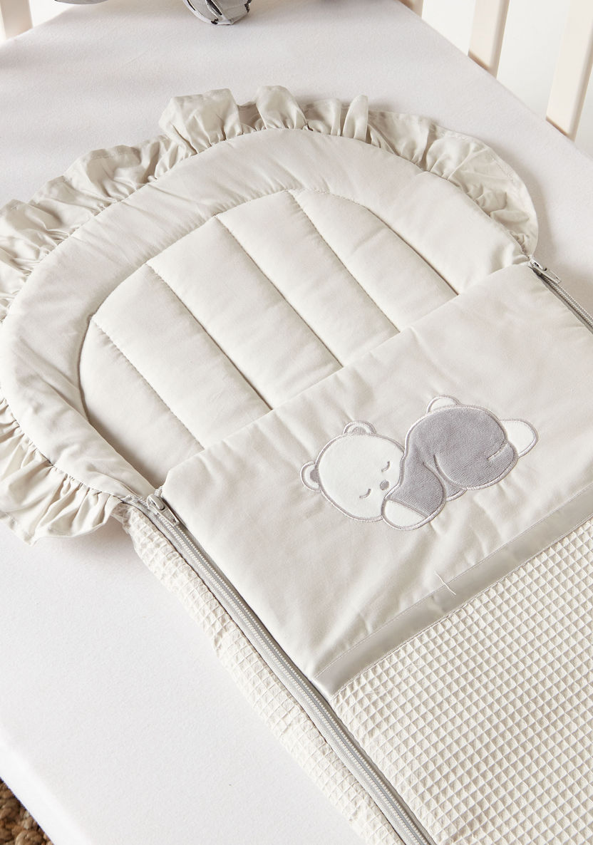 Giggles Bear Applique Nest Bag with Frill Detail-Swaddles and Sleeping Bags-image-2