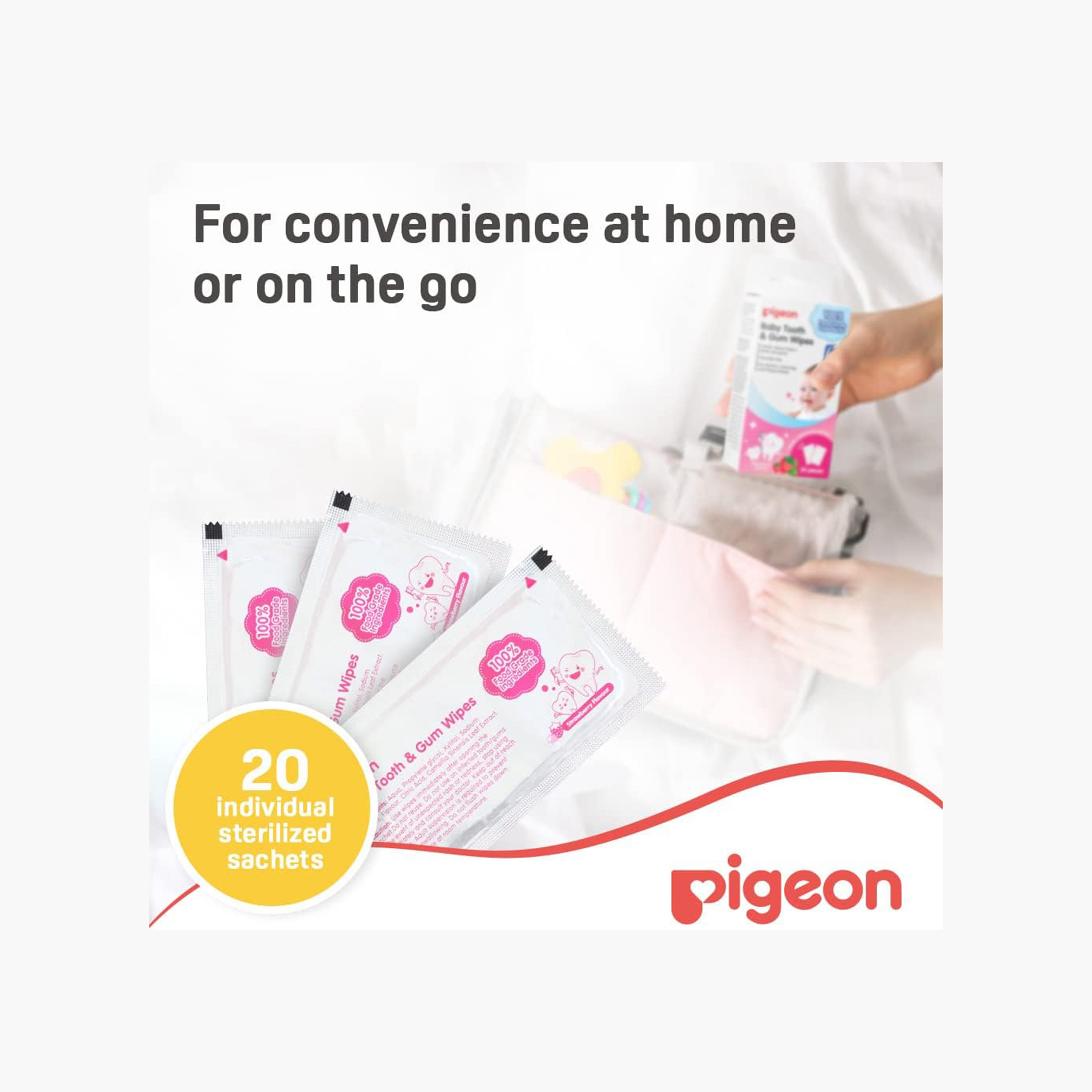 مناديل لتنظيف أسنان ولثة الأطفال بنكهة الفراولة من بيجون - مجموعة من 20 منديل-baby-bathandcare-oralcare-image-2