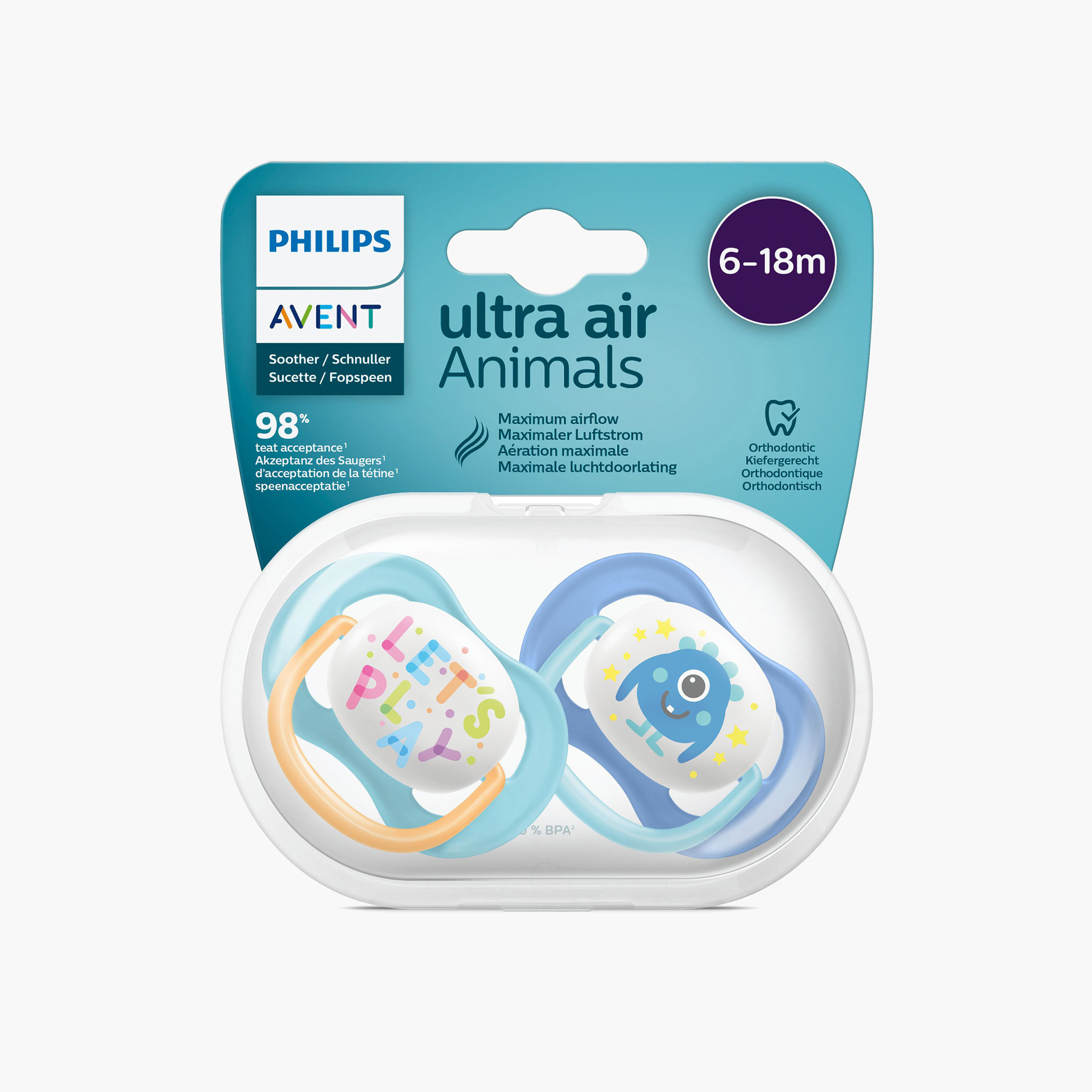 Philips Avent 2-Piece Ultra Air Printed Soother Set - 6-18 months-baby-feeding-pacifiers-image-1