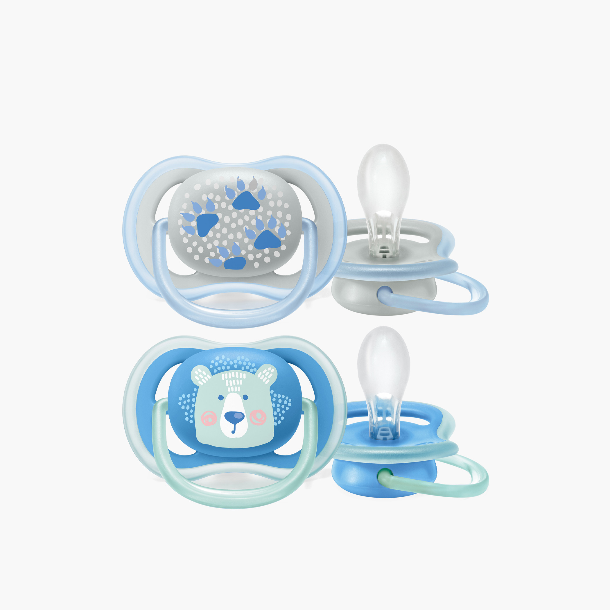 طقم لهّايات ألترا إير متنوعة بطبعات حيوانات قطعتين من فيليبس أفنت - 6-18 شهر-baby-feeding-pacifiers-image-1