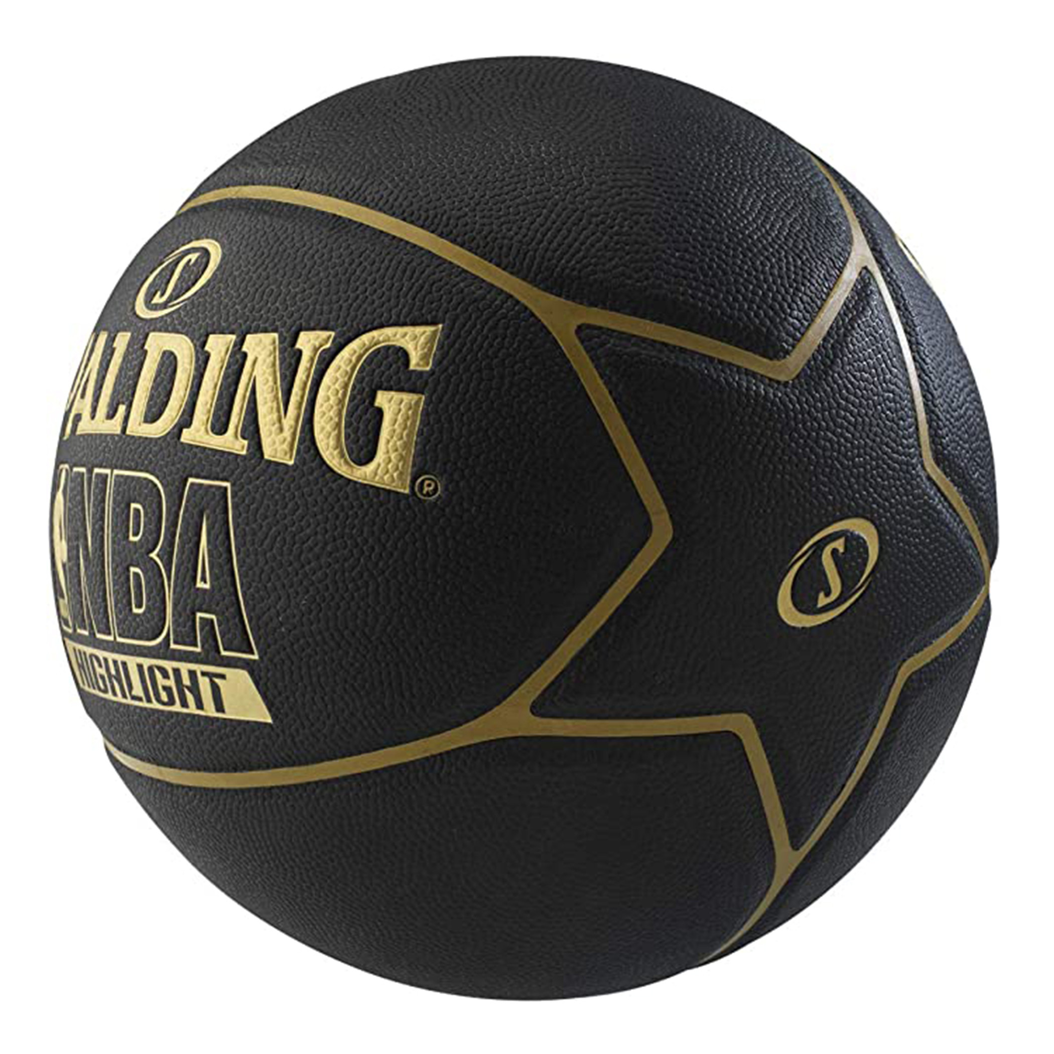 Spalding Highlight Size 7 Rubber Basketball - Black Gold-sports-gear-basketball-image-3