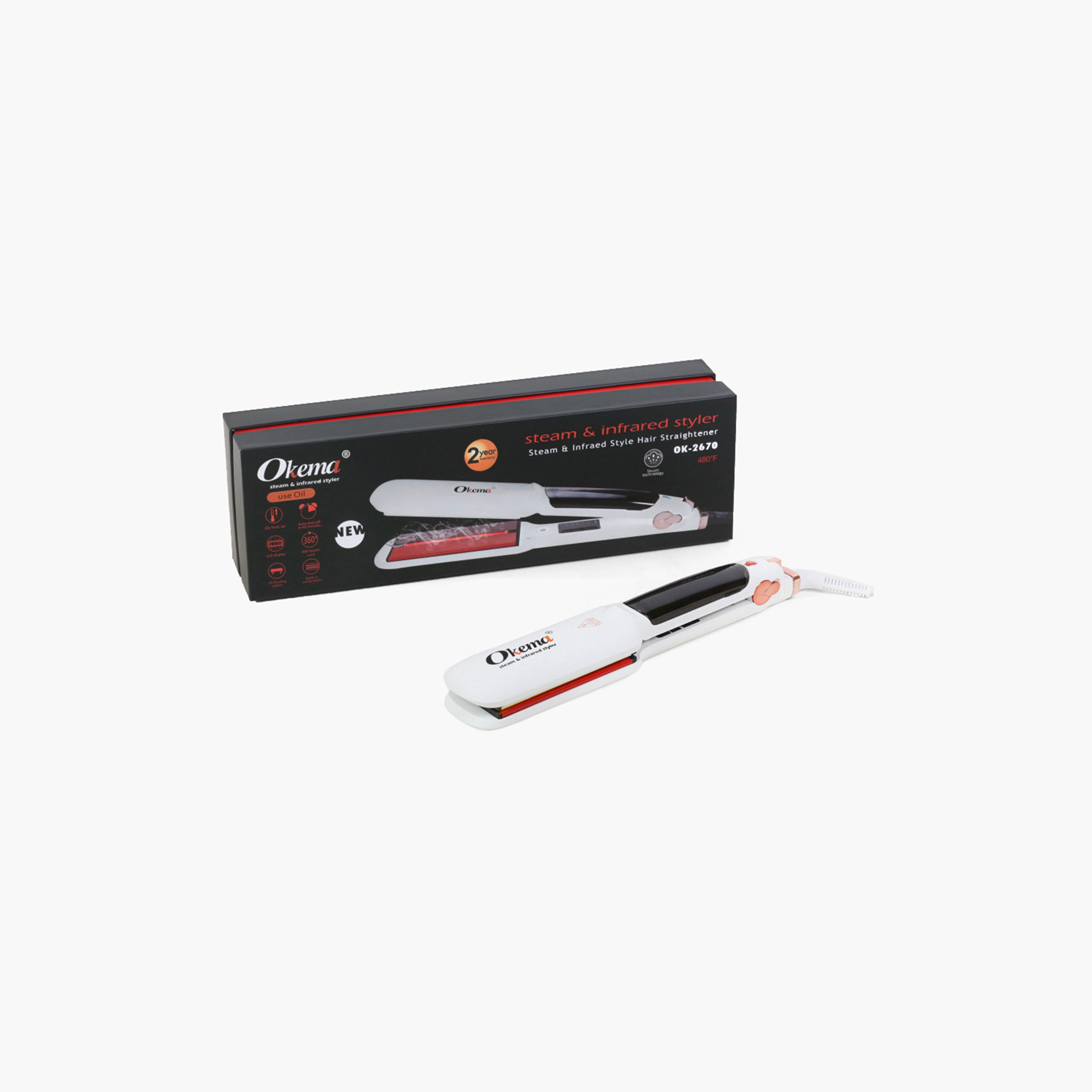 Okema Steam and Infrared Styler Hair Straightener-beautyandpersonalcare-appliances-hairstylingtools-straighteners-image-5