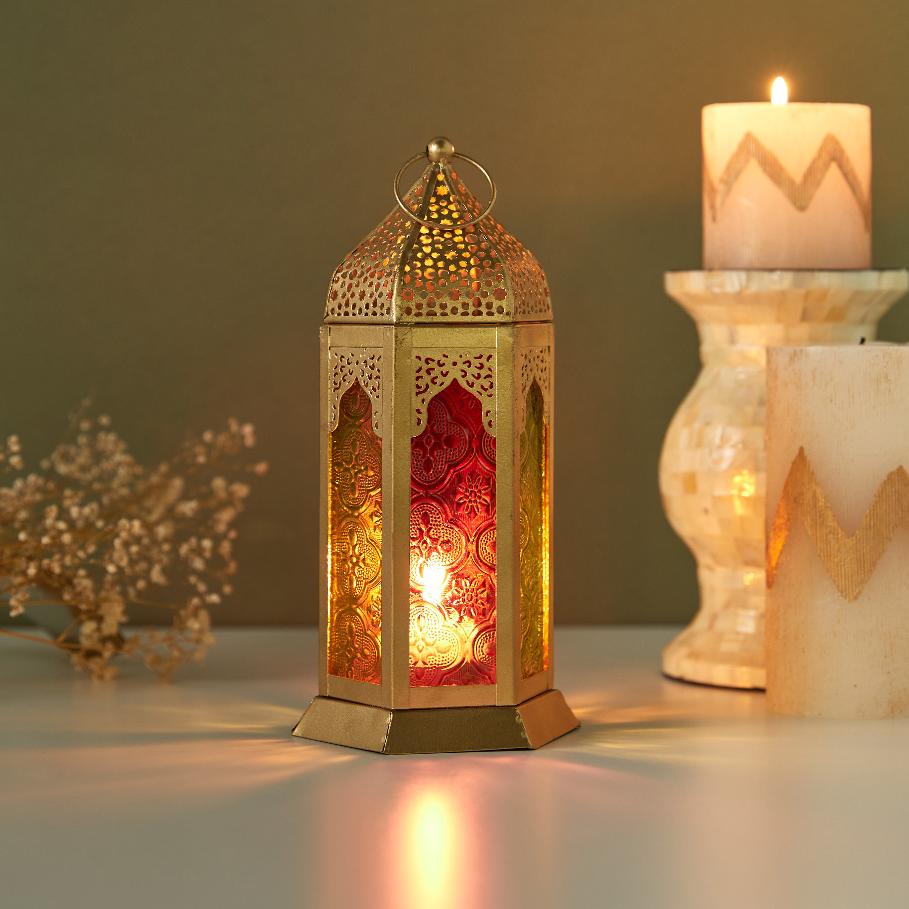 Buy Cutwork Detail Metallic Decorative Tealight Candle Lantern