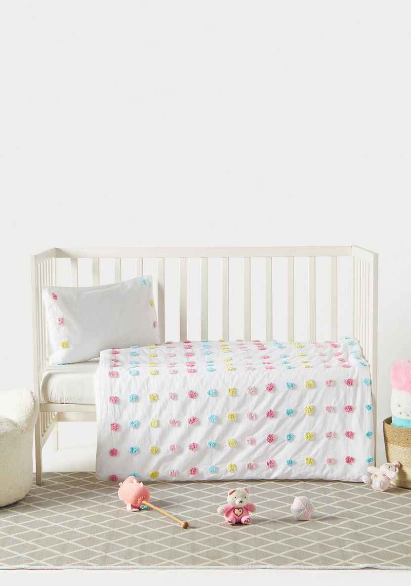 Juniors Pom-Pom Accent Comforter and Pillowcase Set - 100x130 cm-Baby Bedding-image-0