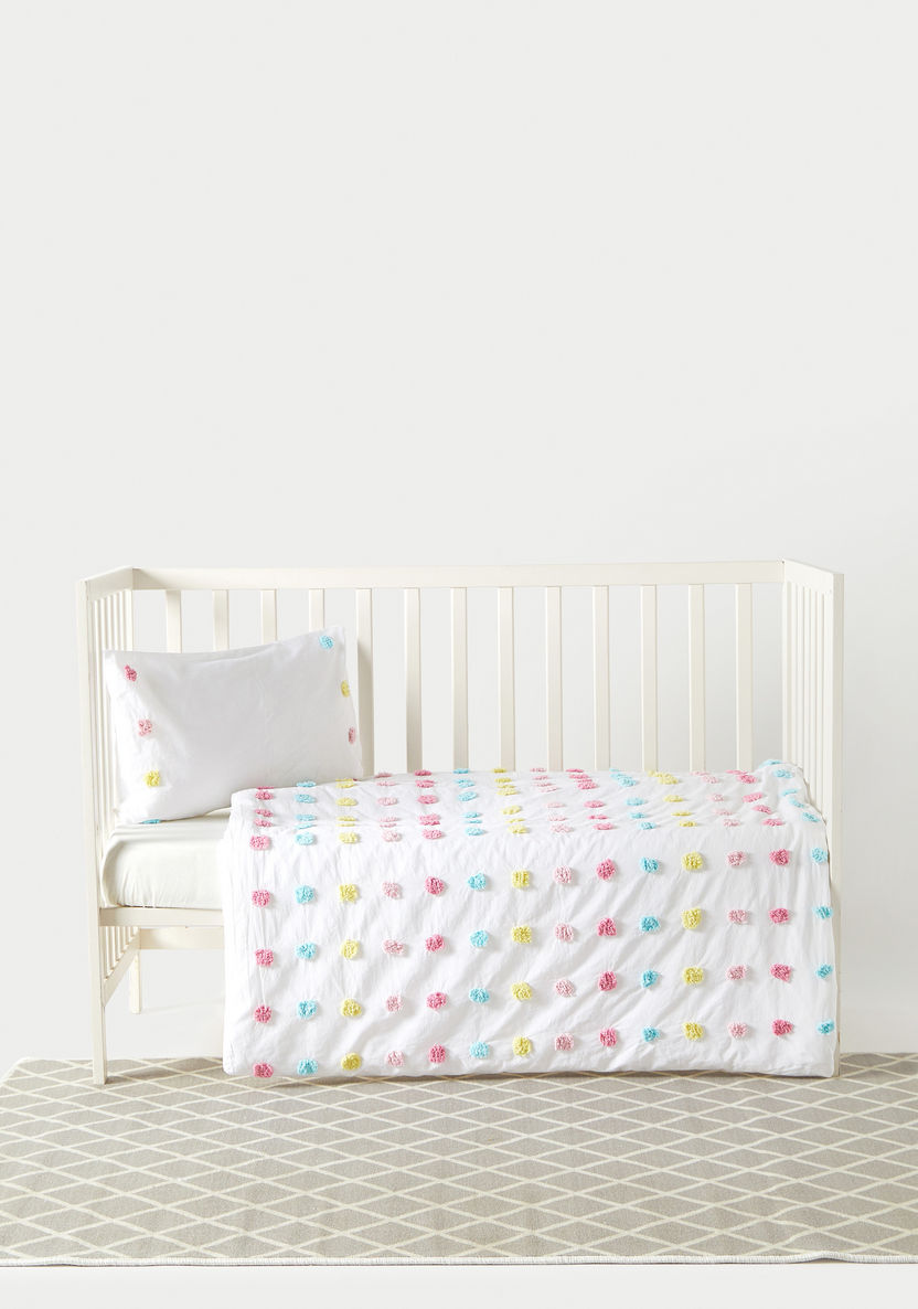 Juniors Pom-Pom Accent Comforter and Pillowcase Set - 100x130 cm-Baby Bedding-image-1