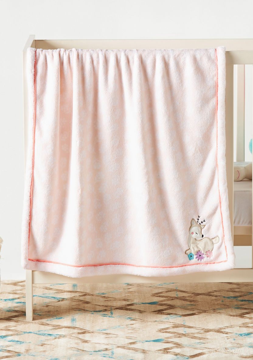 Juniors Coral Fleece Blanket with Deer Applique - 76x102 cms-Blankets and Throws-image-0
