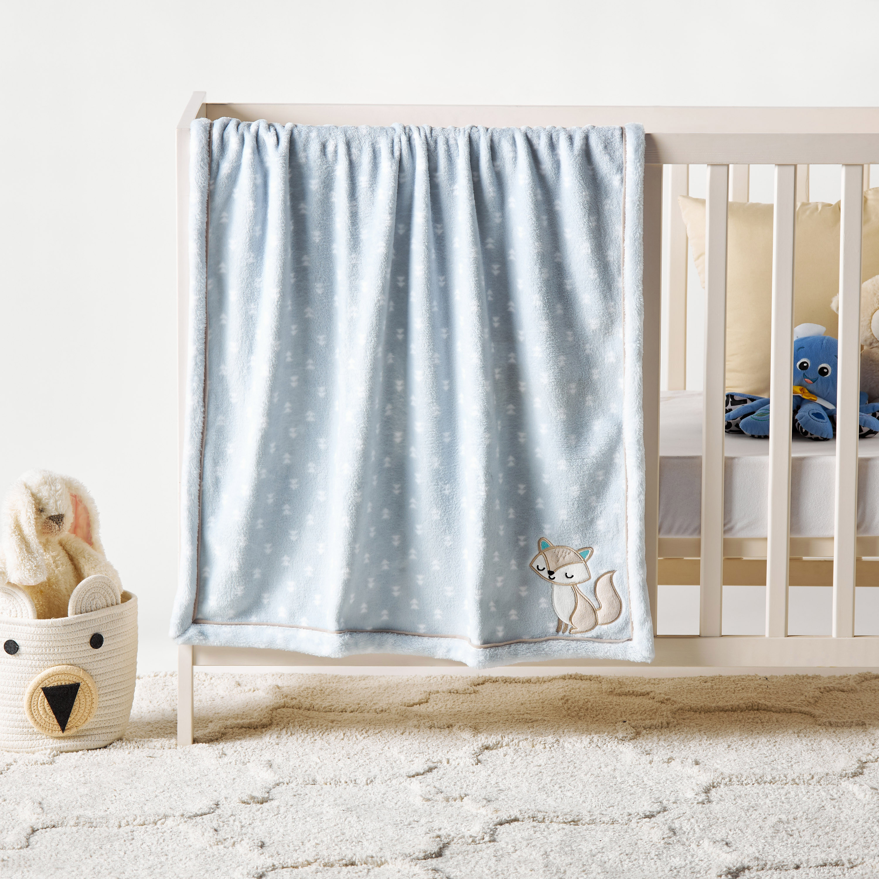 Juniors Fox Applique Fleece Baby Blanket - 76x102 cms-baby-nursery-blanketsandswaddles-blanketsandquilts-image-1