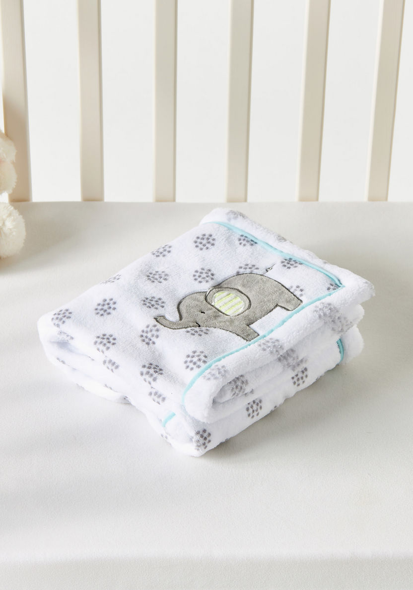 Juniors Elephant Applique Fleece Baby Blanket - 76x102 cms-Blankets and Throws-image-3