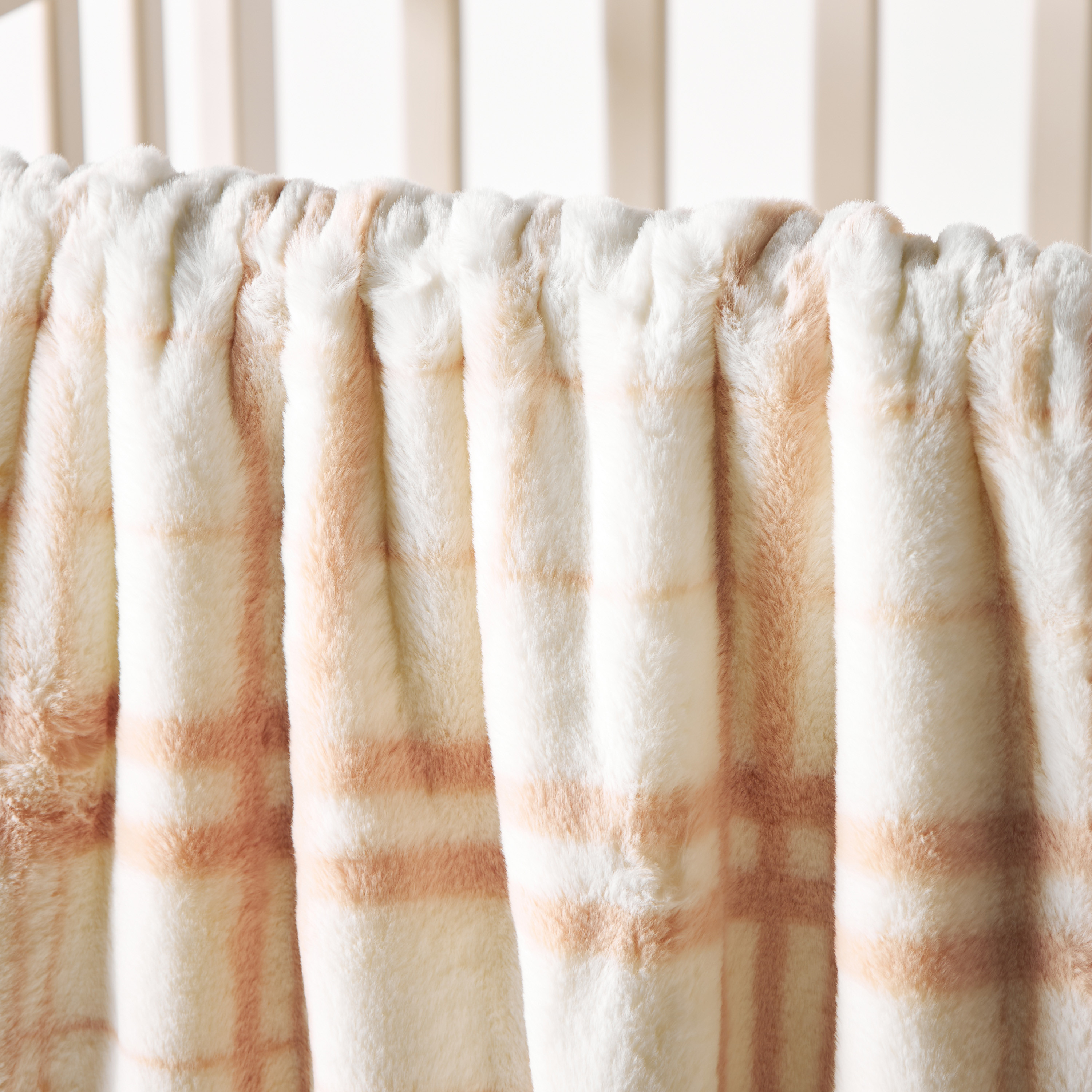Juniors Checked Rabbit Fur Blanket - 102x76 cms-baby-nursery-blanketsandswaddles-blanketsandquilts-image-2