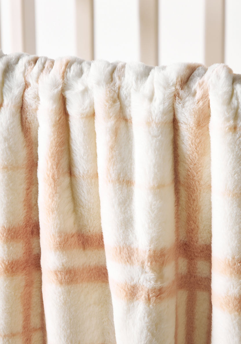 Juniors Checked Rabbit Fur Blanket - 102x76 cms-Blankets and Throws-image-1