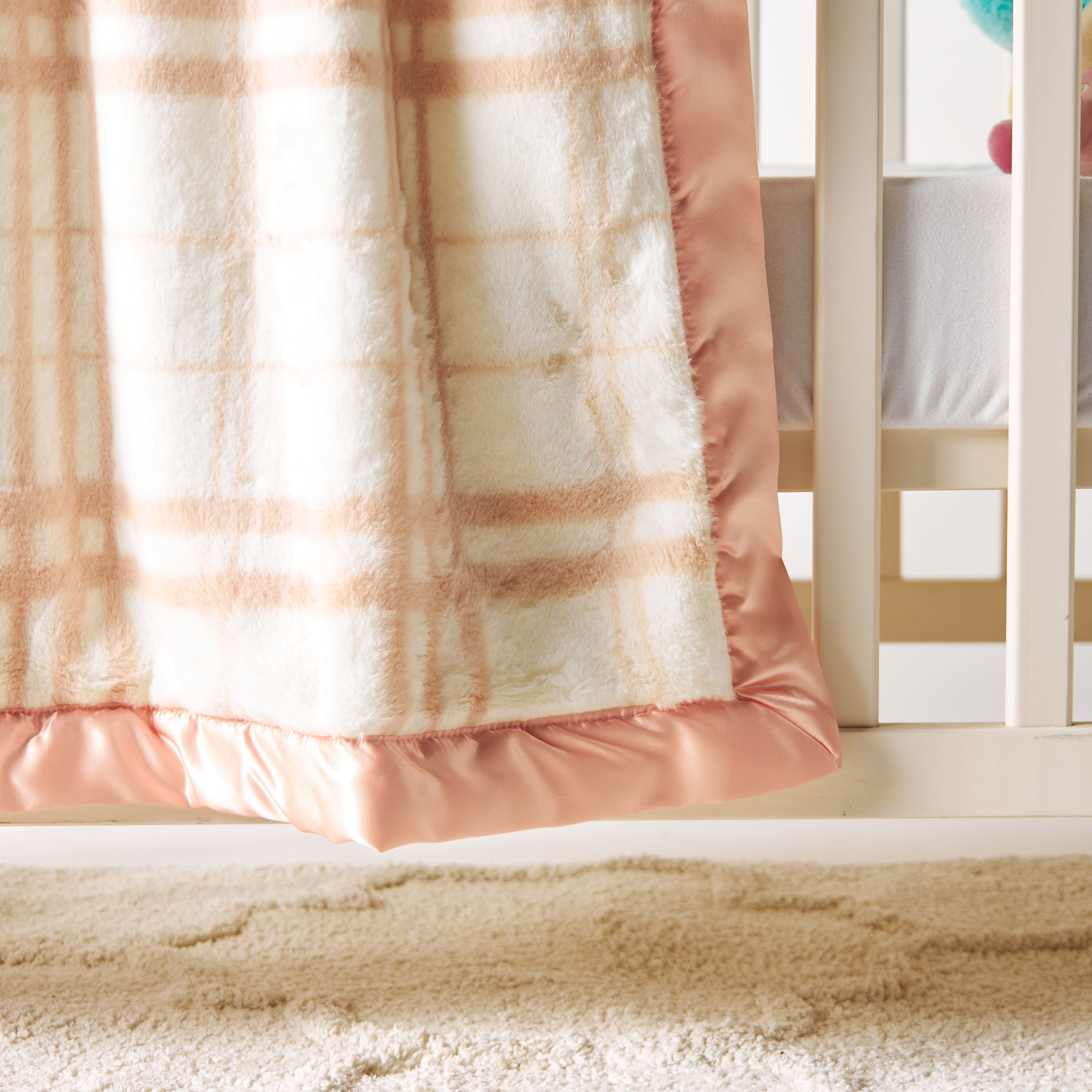 Juniors Checked Rabbit Fur Blanket - 102x76 cms-baby-nursery-blanketsandswaddles-blanketsandquilts-image-3