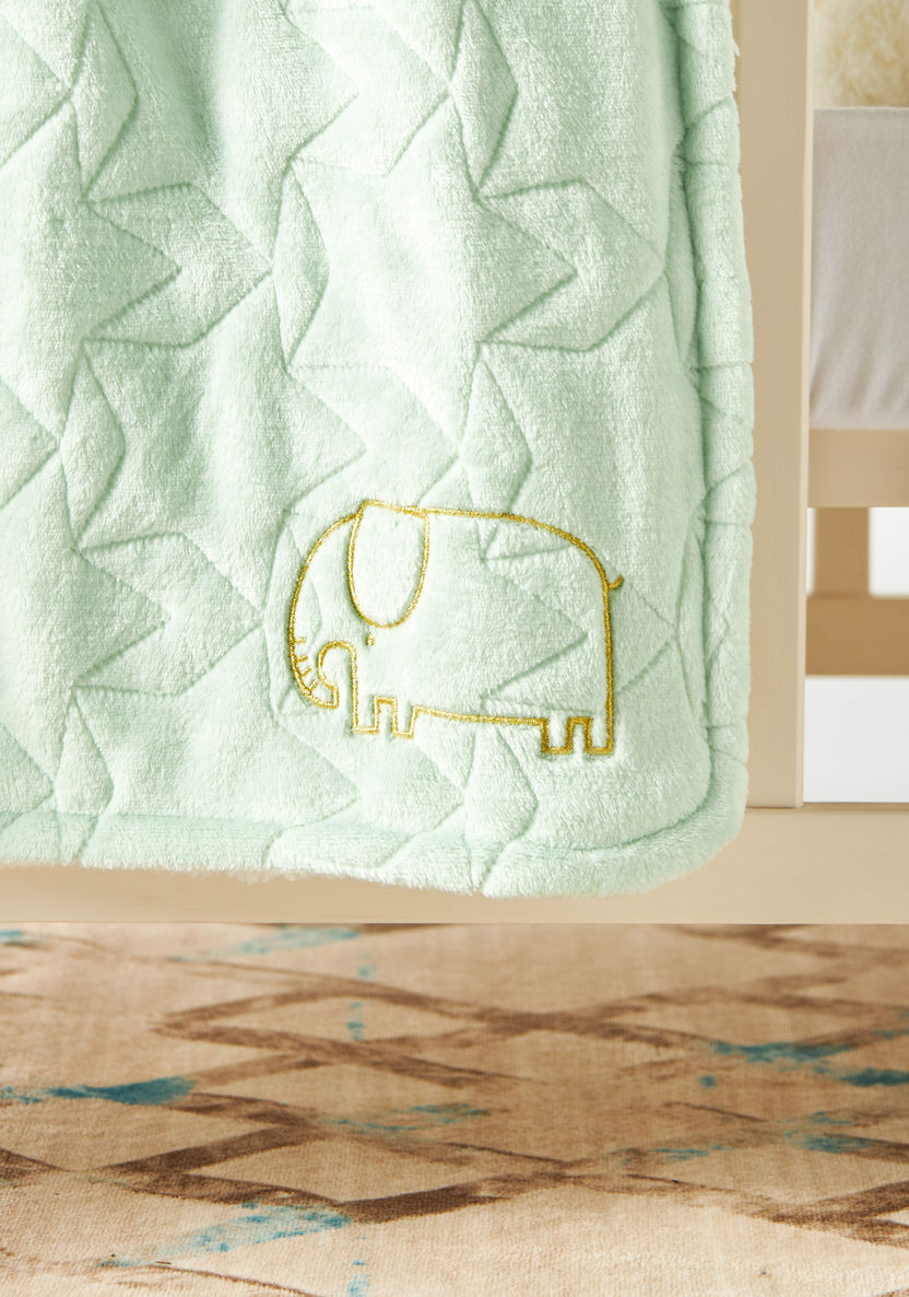 Juniors Elephant Embroidered Quilted Blanket - 76x102 cms-Blankets and Throws-image-2