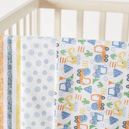 Juniors 3-Piece Printed Flannel Swaddle Wrap Set - 75x75 cms-Swaddles and Sleeping Bags-image-1