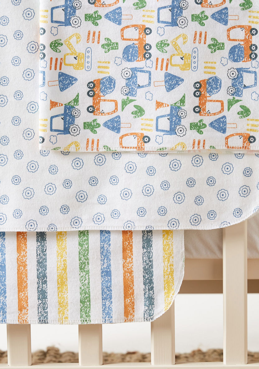 Juniors 3-Piece Printed Flannel Swaddle Wrap Set - 75x75 cms-Swaddles and Sleeping Bags-image-2