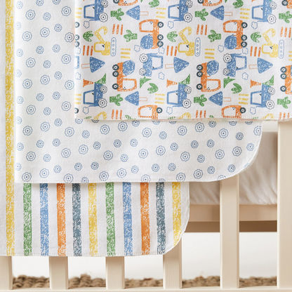 Juniors 3-Piece Printed Flannel Swaddle Wrap Set - 75x75 cms-Swaddles and Sleeping Bags-image-2