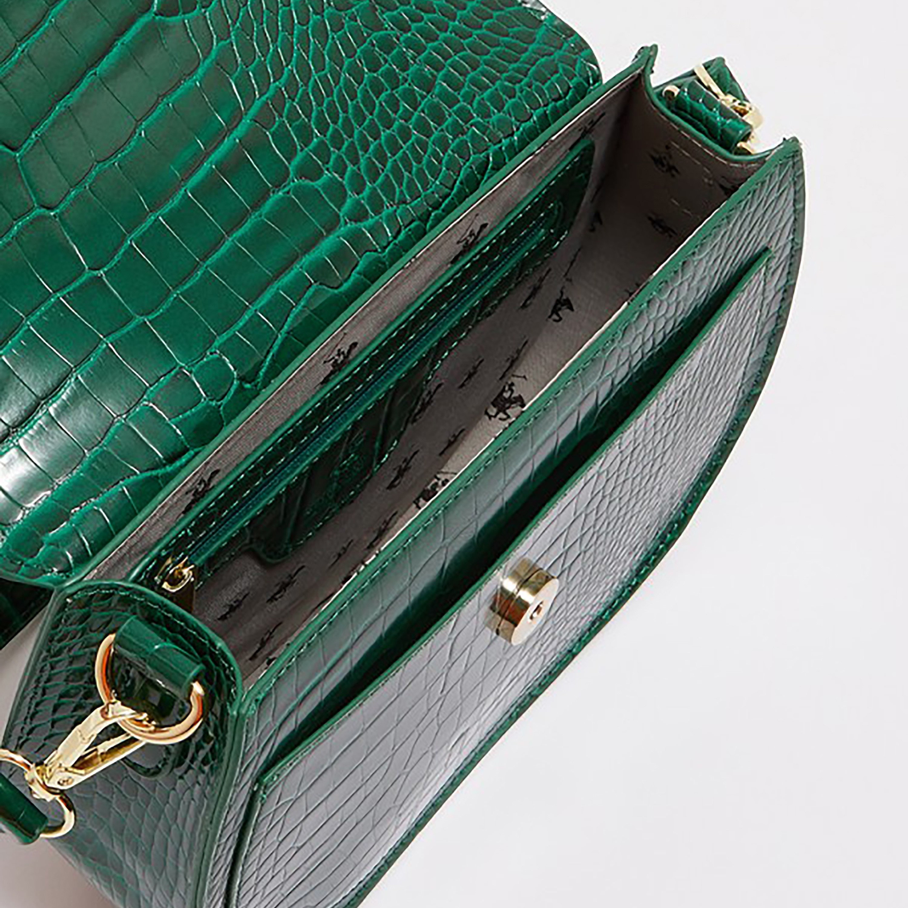 Beverly Hills Polo Club Women Green Textured Shoulder Bag with Detachable Strap-women-bagsandwallets-handbags-image-8