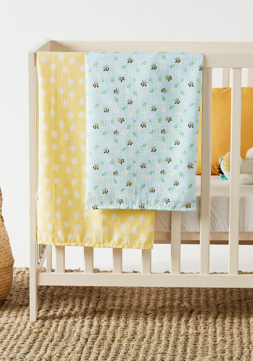 Juniors 2-Piece Printed Swaddle Blanket Set - 100x100 cms-Blankets and Throws-image-0