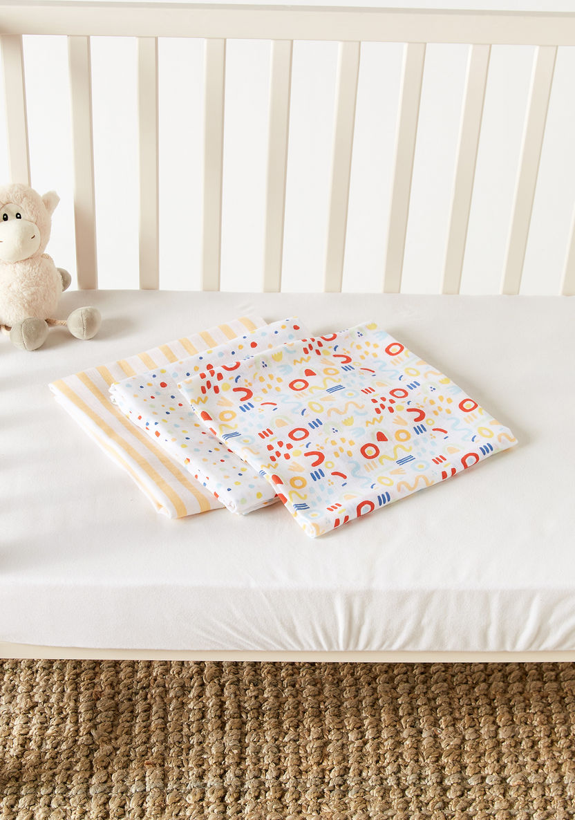 Juniors 3-Piece Printed Muslin Swaddle Blanket Set - 100x100 cms-Blankets and Throws-image-3