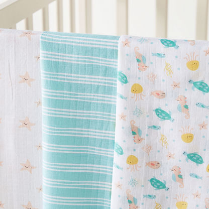 Juniors 3-Piece Printed Muslin Swaddle Blanket Set - 100x100 cms-Blankets and Throws-image-1