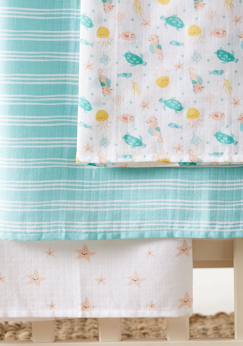 Juniors 3-Piece Printed Muslin Swaddle Blanket Set - 100x100 cms-Blankets and Throws-image-2