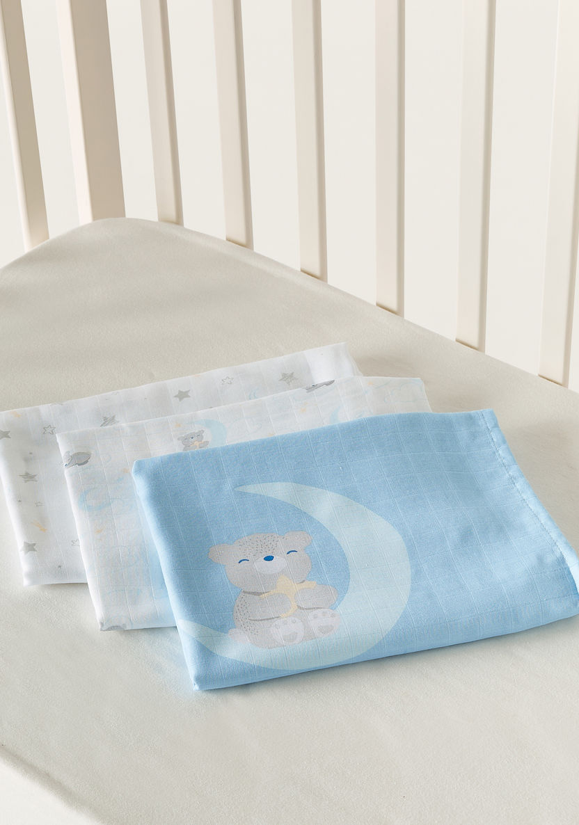 Giggles 3-Piece Printed Muslin Swaddle Blanket Set - 120x120 cm-Swaddles and Sleeping Bags-image-3