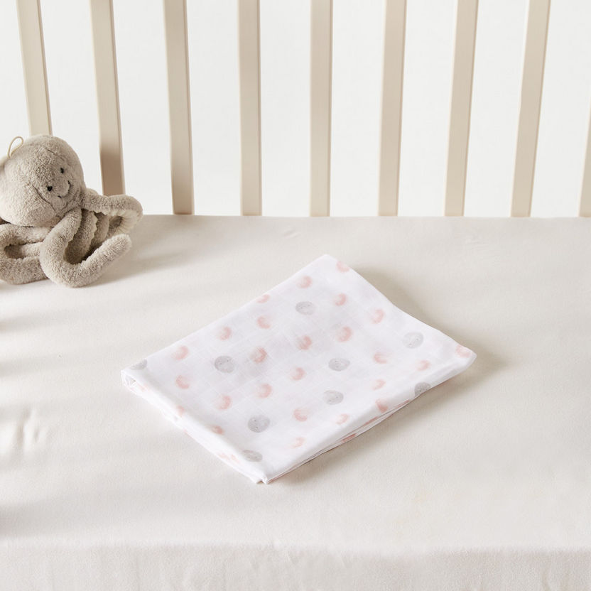 Giggles Printed Bamboo Muslin Swaddle Blanket - 120x120 cms-Blankets and Throws-image-3