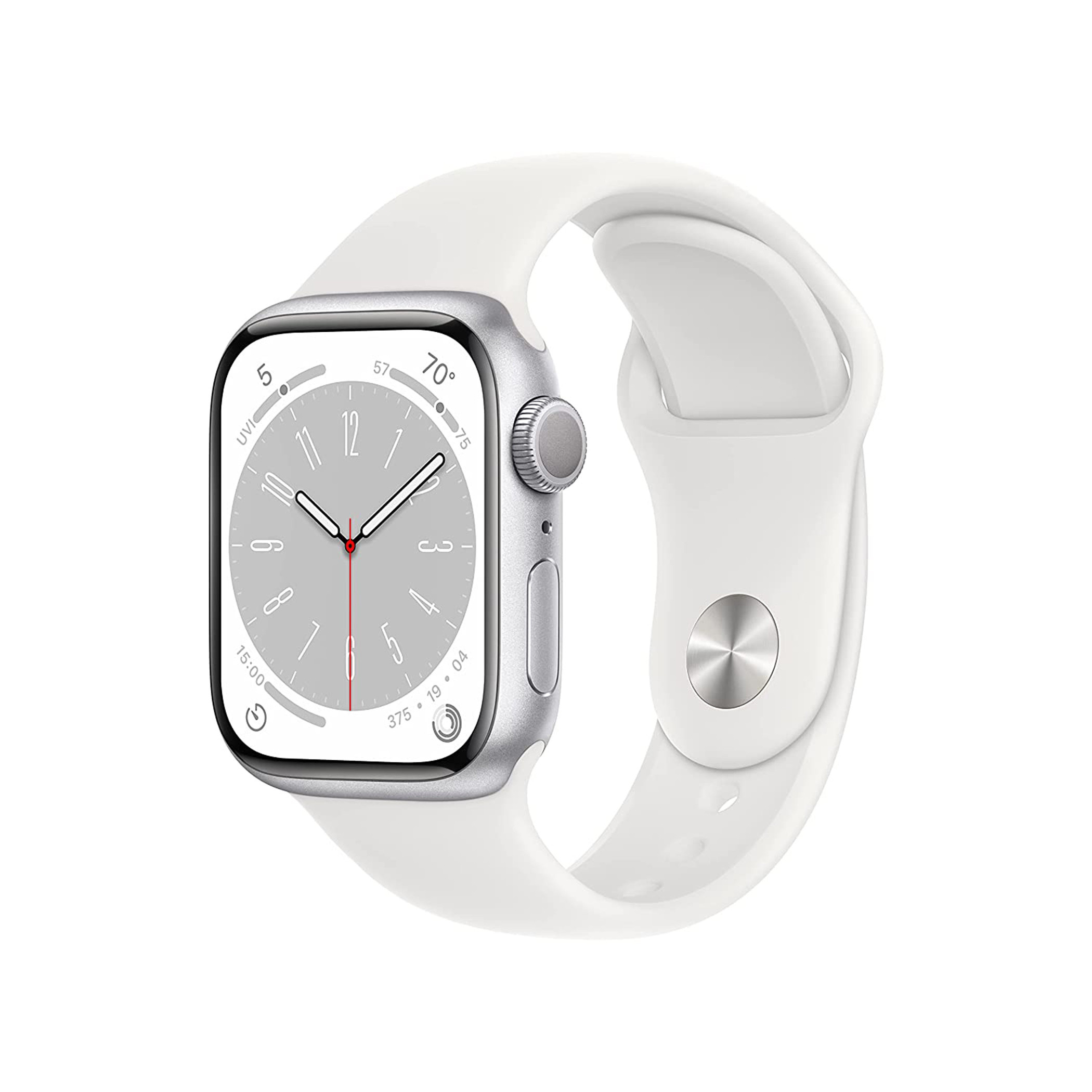 Apple Watch Series 8 GPS 45 mm Silver Aluminium Case with White Sport Band-electronics-smartwatches-image-1