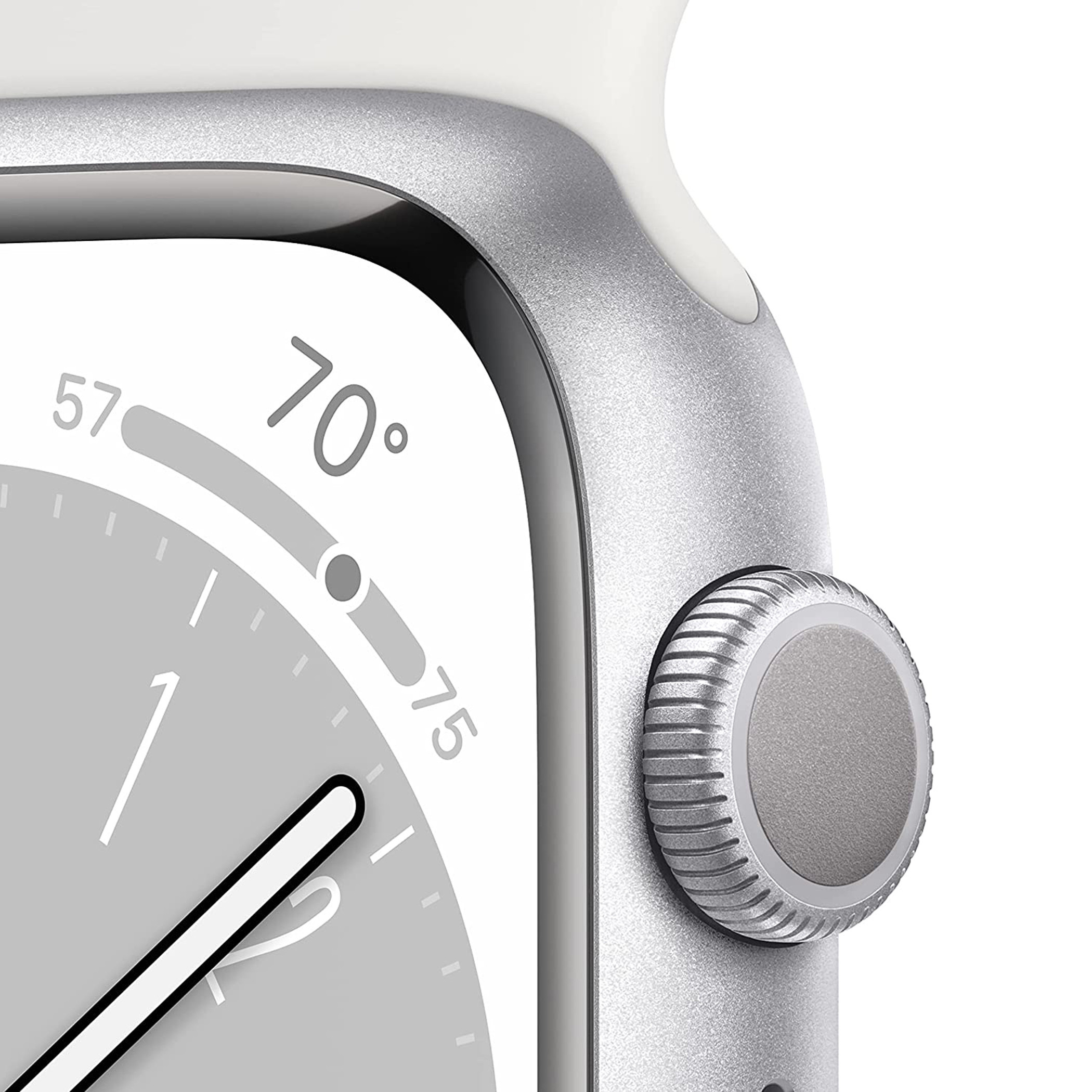 Apple Watch Series 8 GPS 45 mm Silver Aluminium Case with White Sport Band-electronics-smartwatches-image-3