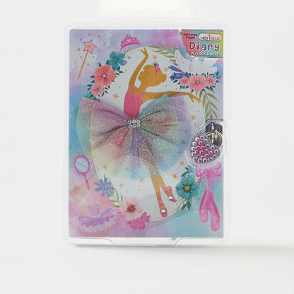 Hot Focus Ballerina Print Lock and Key Ruled Diary-Educational-image-0