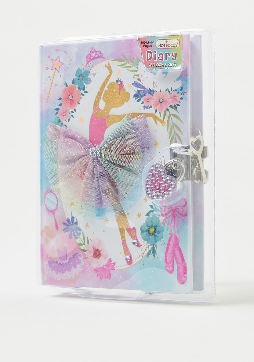 Hot Focus Ballerina Print Lock and Key Ruled Diary-Educational-image-3
