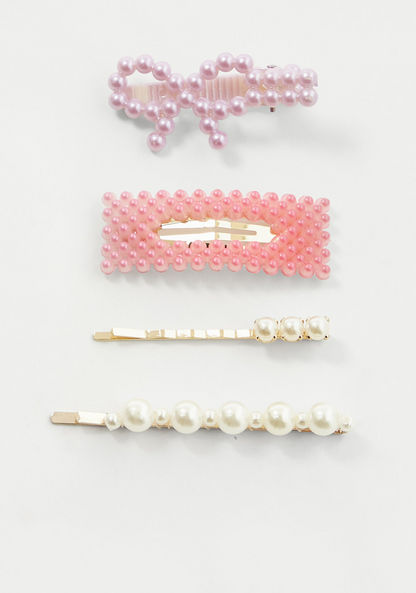 Hot Focus Pearl Embellished Hair Accessory and Bracelet Set-Hair Accessories-image-3