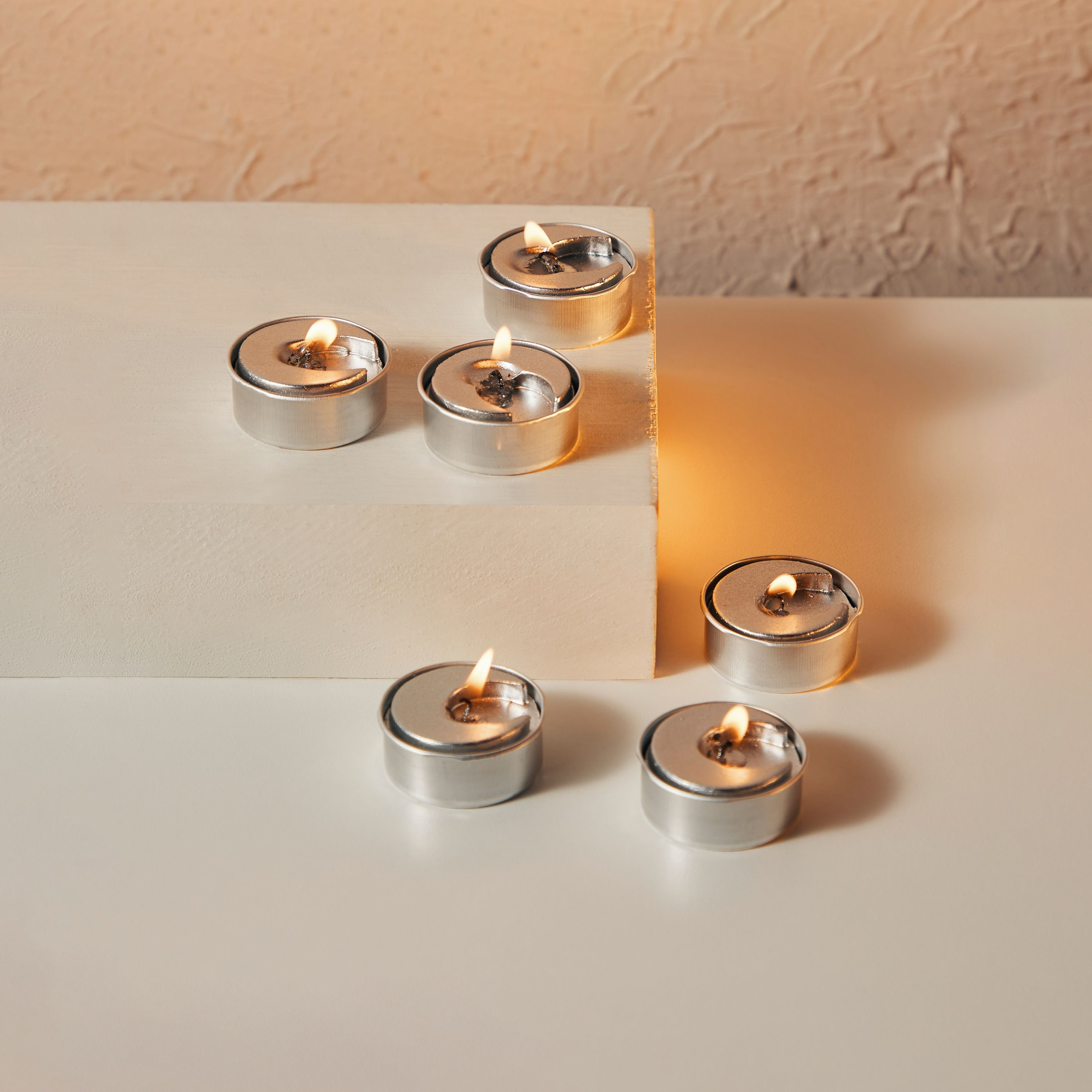 عبوة شموع صغيرة بشكل قمر 6 قطع من إسينشيالز - فضي-household-homefragrance-candles-image-1