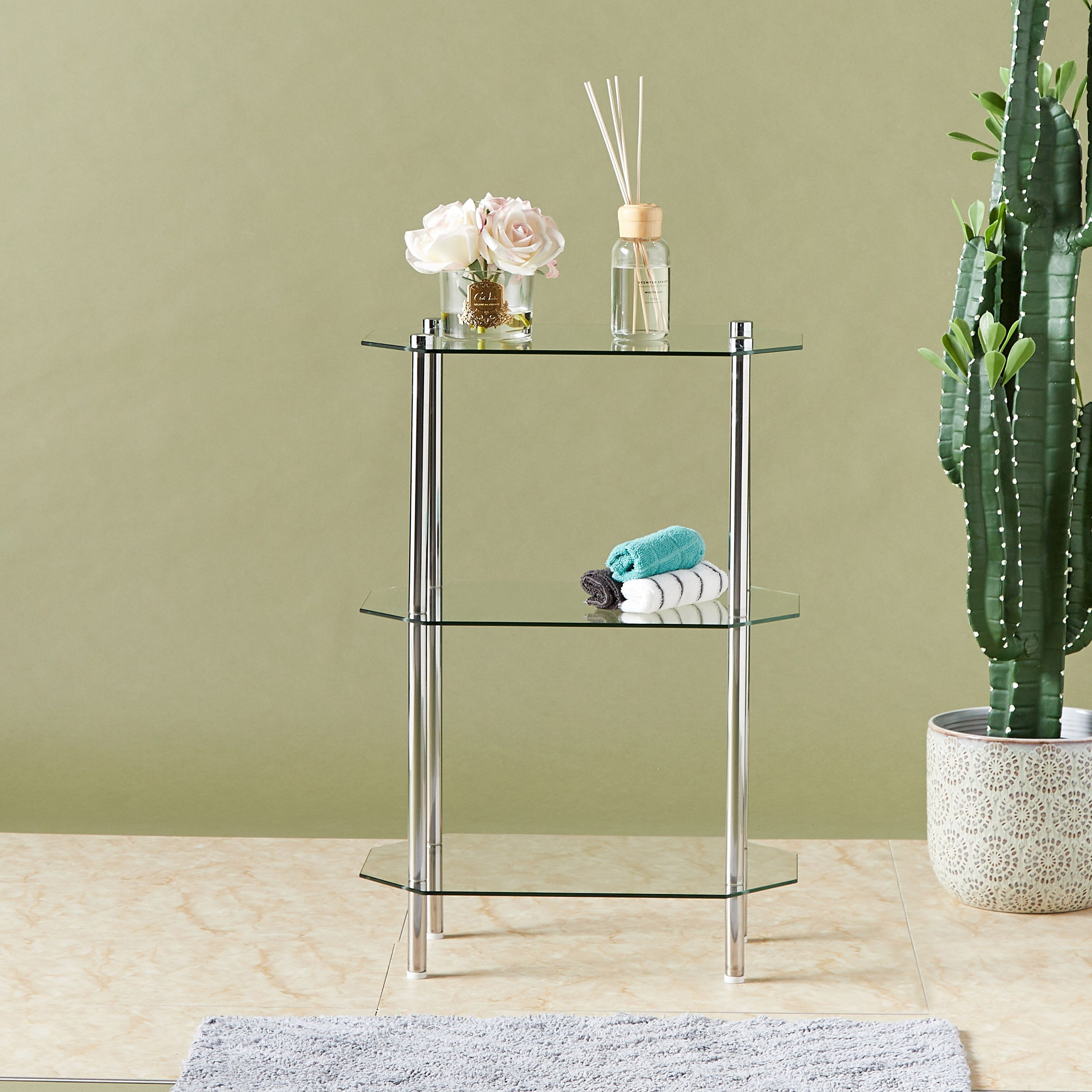 رف حمام 3 طوابق من الزجاج-household-bathandlaundry-bathaccessories-bathaccessorysets-image-1