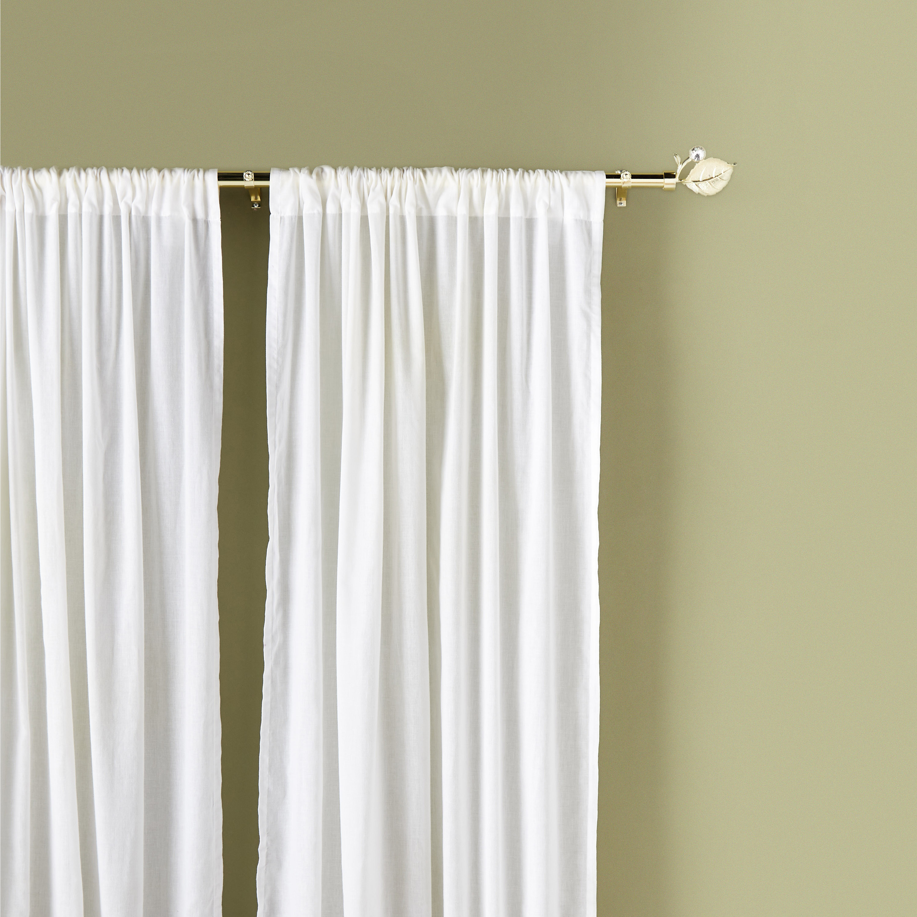 Metallic Small Double Curtain Rod with Leaf Shaped Finials - 71-122 cms-household-bathandlaundry-shower-showercurtainrods-image-1