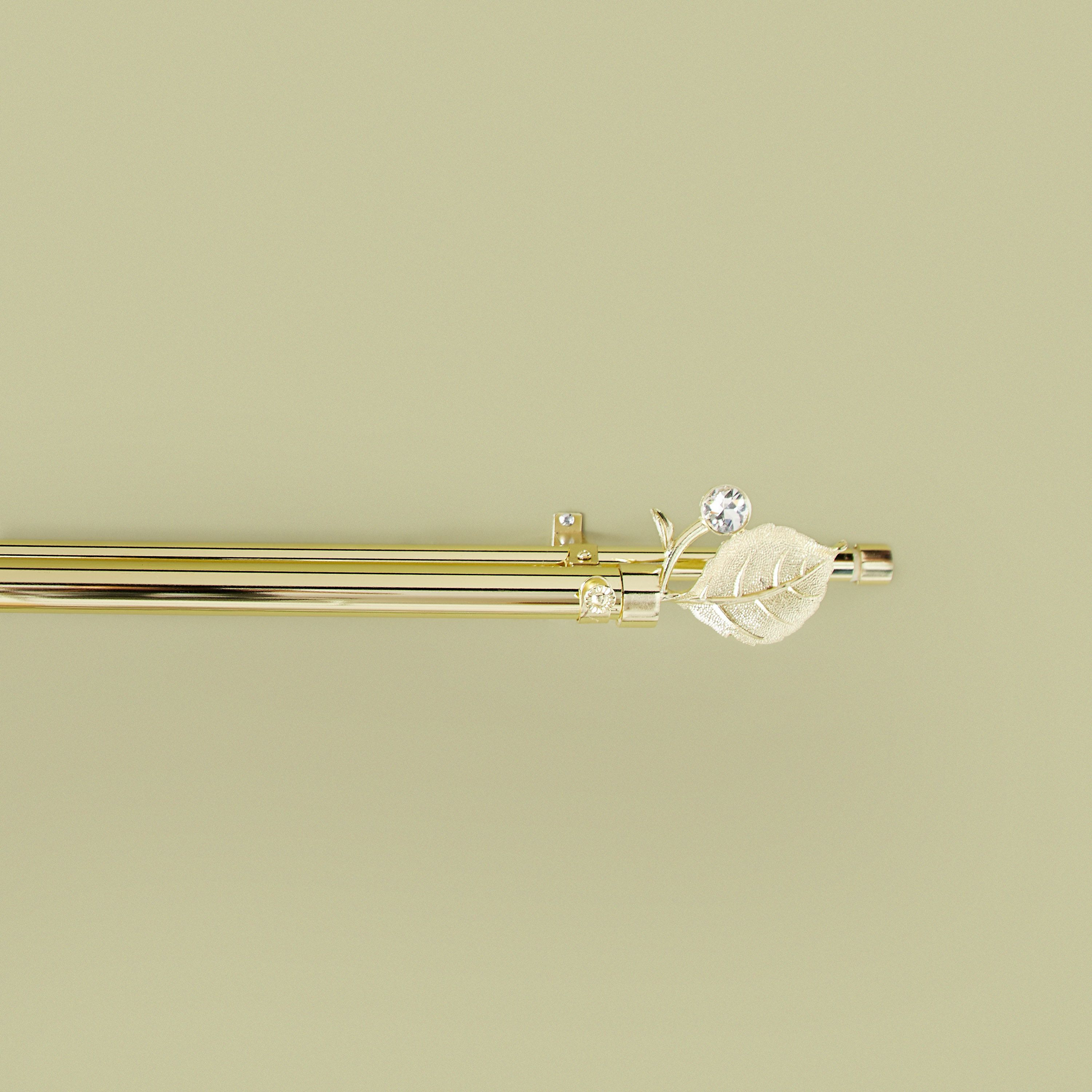 Metallic Small Double Curtain Rod with Leaf Shaped Finials - 71-122 cms-household-bathandlaundry-shower-showercurtainrods-image-2