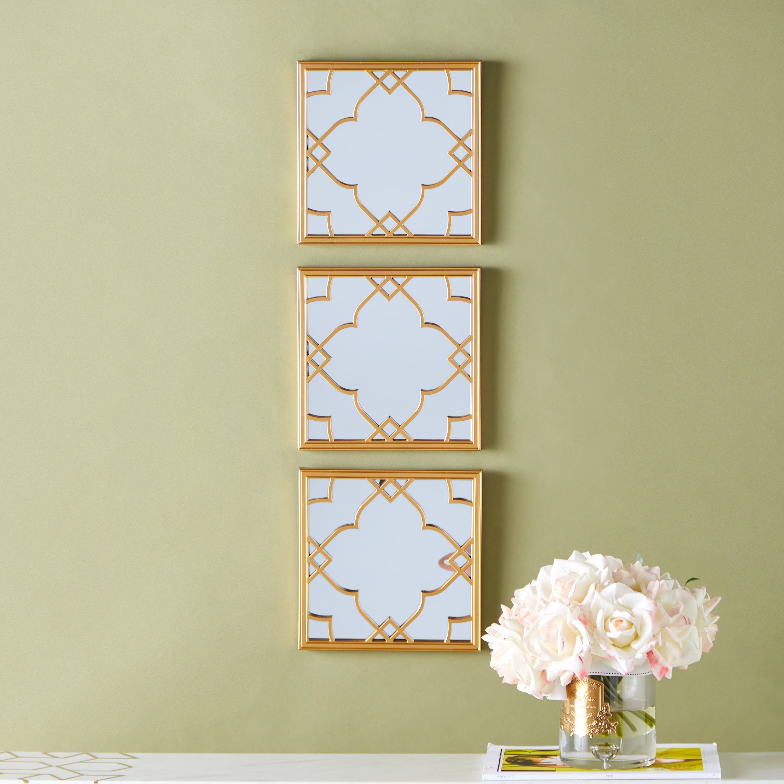Decorative 3-Piece Wall Mirror Set - 10x10 cms-household-walldecorandmirrors-mirrors-wallmirrors-image-1