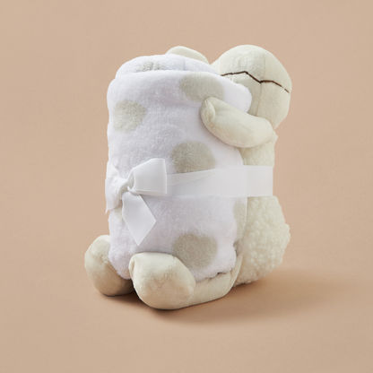Juniors Polka Dot Blanket and Sheep Stuffed Toy Set-Towels and Flannels-image-0