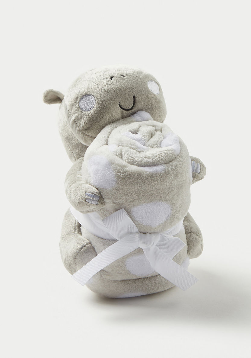 Juniors Polka Print Fleece Blanket with Soft Toy-Baby Bedding-image-0