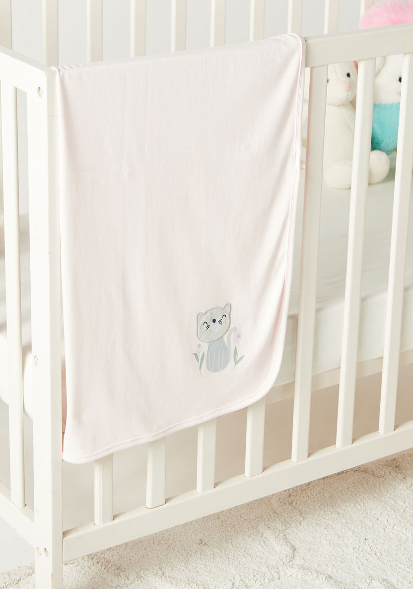 Juniors Cat Embroidered Receiving Blanket - 80x80 cm-Receiving Blankets-image-1