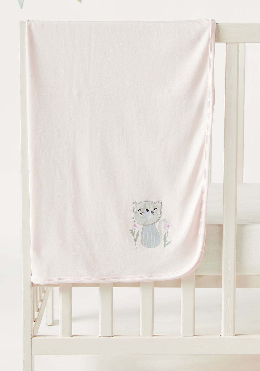 Juniors Cat Embroidered Receiving Blanket - 80x80 cm-Receiving Blankets-image-2