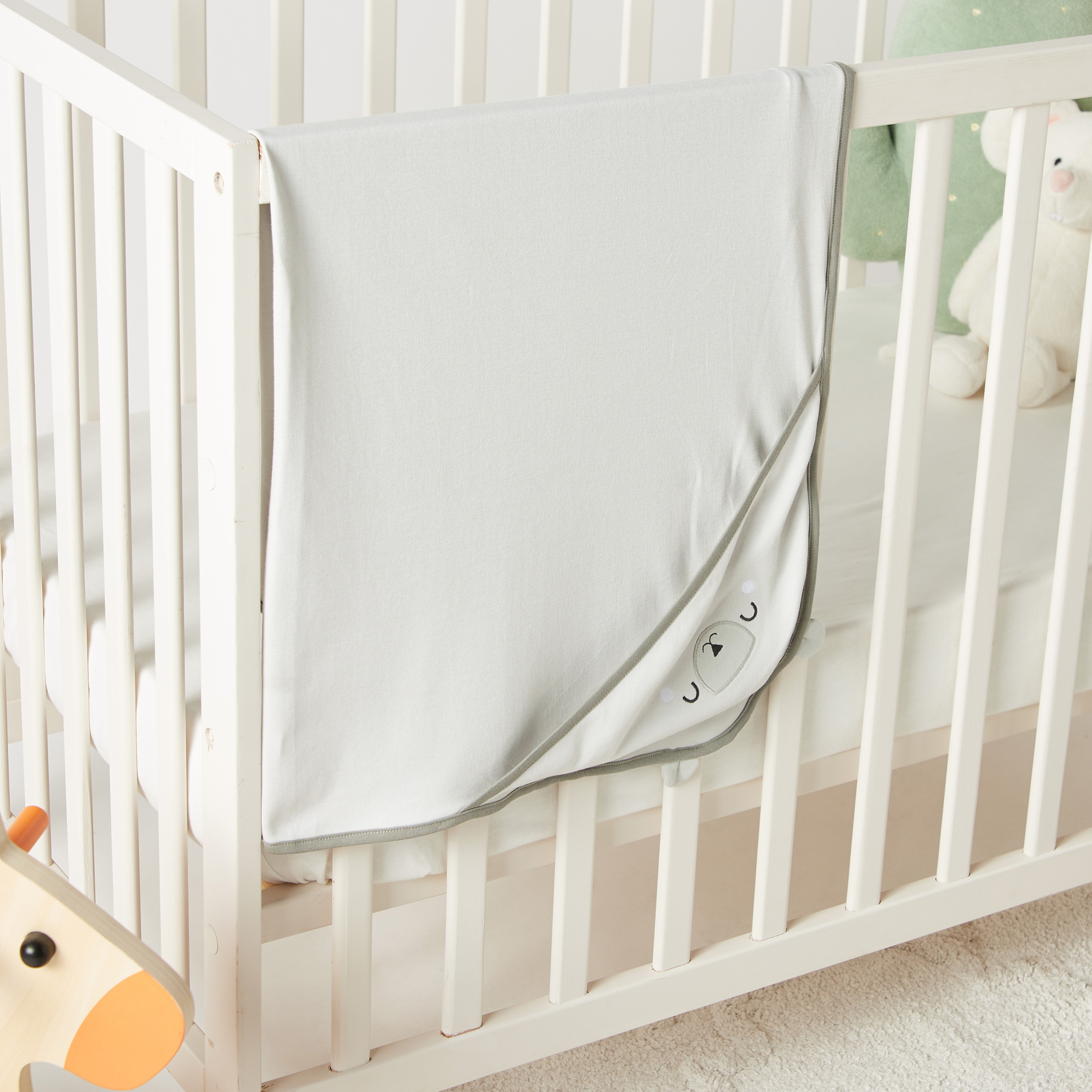 Juniors Embroidered Receiving Blanket with Hood - 80x80 cms-baby-nursery-blanketsandswaddles-receivingblankets-image-2