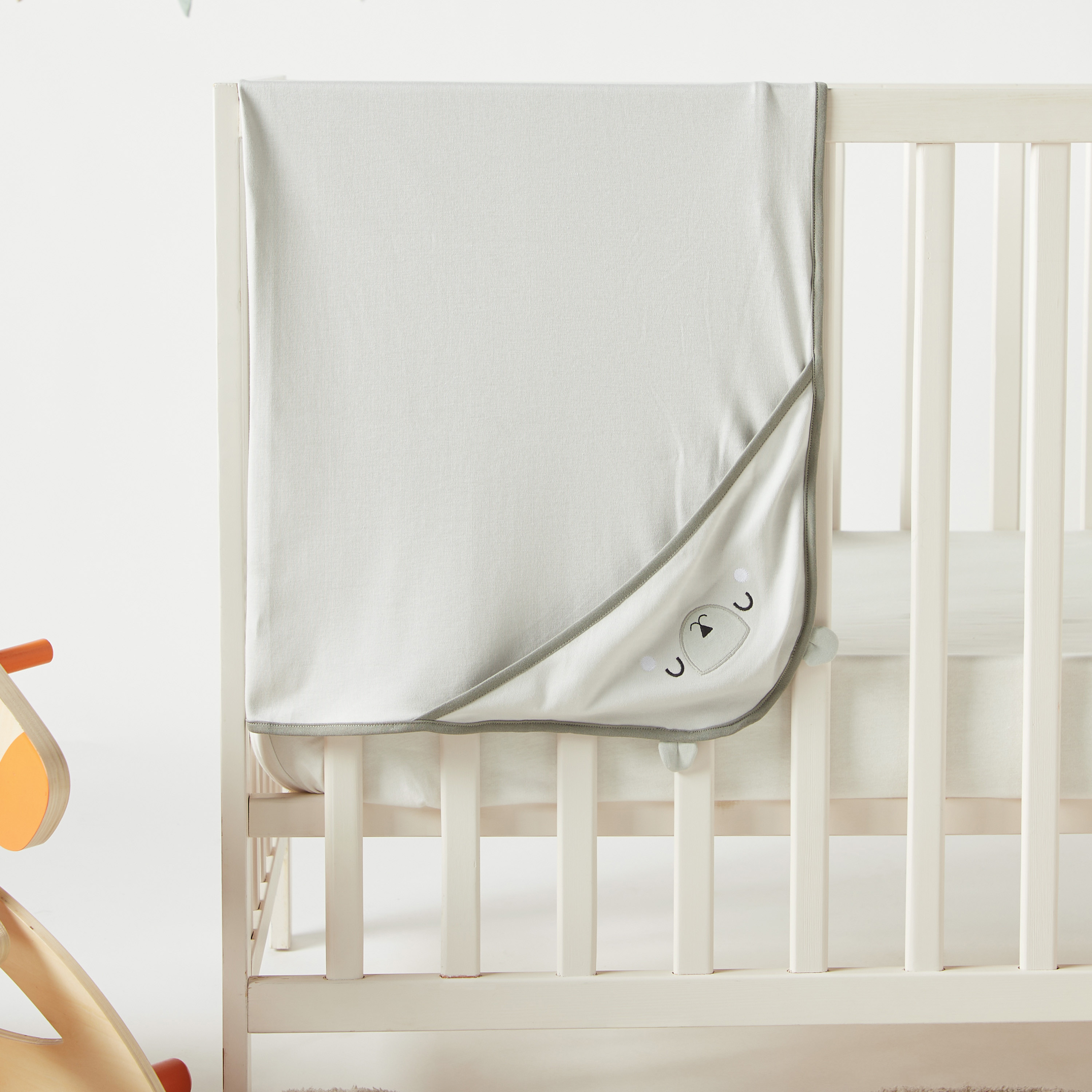 Juniors Embroidered Receiving Blanket with Hood - 80x80 cms-baby-nursery-blanketsandswaddles-receivingblankets-image-3