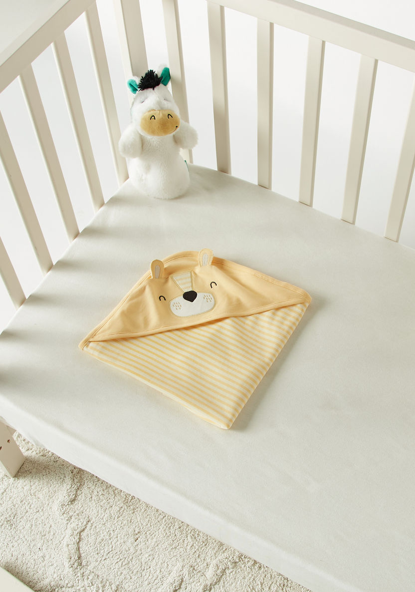 Juniors Striped Receiving Blanket with Hood and Ear Applique - 80x80 cms-Receiving Blankets-image-3