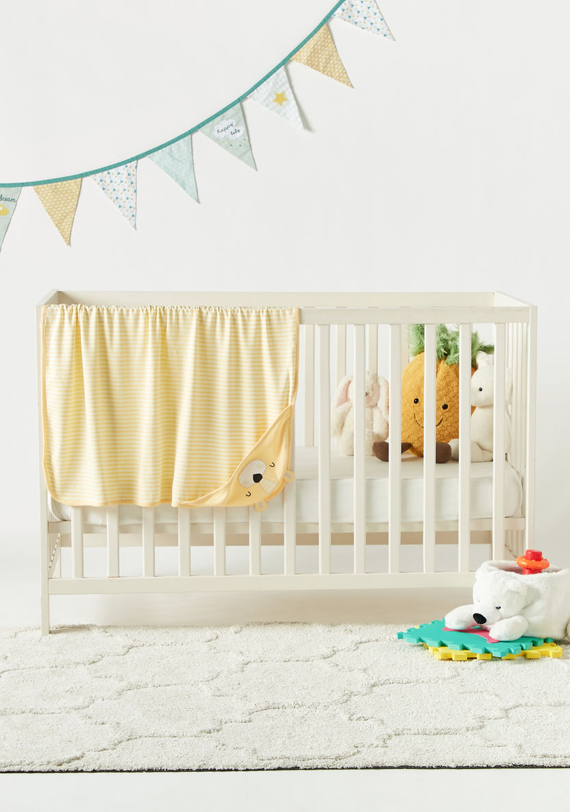 Juniors Striped Receiving Blanket with Hood and Ear Applique - 80x80 cms-Receiving Blankets-image-4